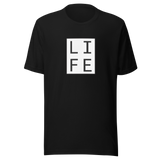 life-square-outline-life-tee-letters-t-shirt-blocks-tee-life-t-shirt-gift-tee#color_black