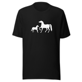 two-horses-horse-tee-silhouette-t-shirt-animal-tee-farm-t-shirt-equestrian-tee#color_black