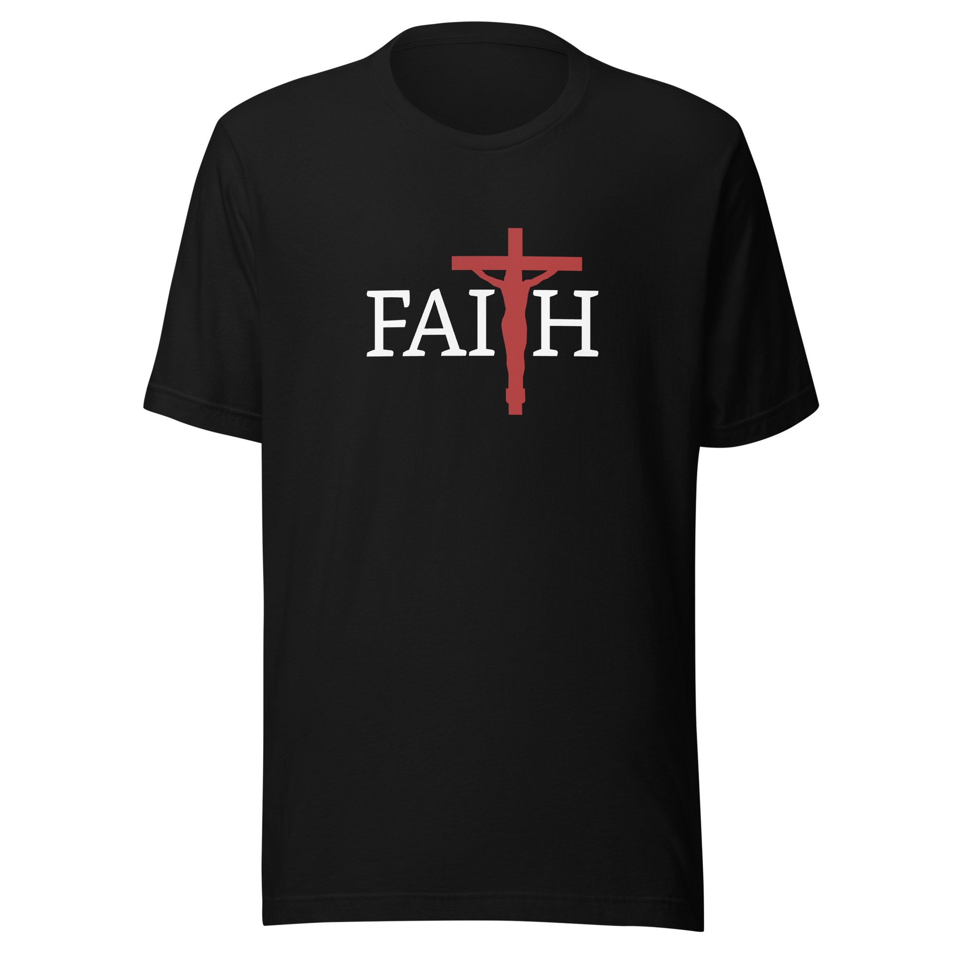 Faith With Cross As Letter T - Jesus Tee - Mountains T-Shirt