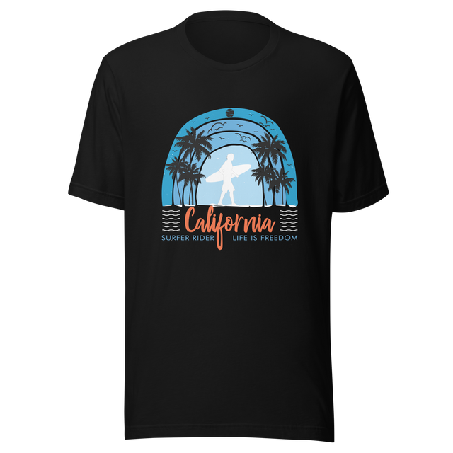 california-surfer-rider-life-is-freedom-california-tee-good-vibes-t-shirt-beach-tee-t-shirt-tee#color_black