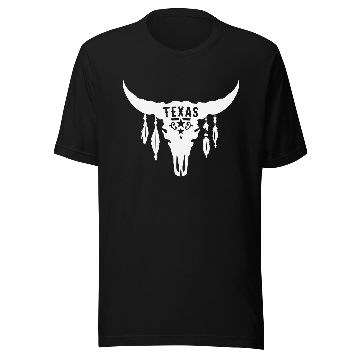texas-with-skull-and-feathers-boho-tee-texas-t-shirt-skull-tee-t-shirt-tee#color_black