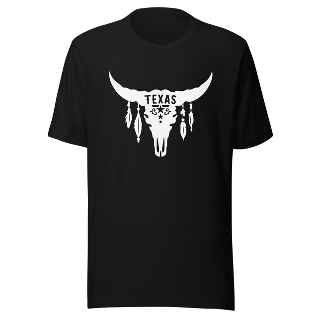 texas-with-skull-and-feathers-boho-tee-texas-t-shirt-skull-tee-t-shirt-tee#color_black