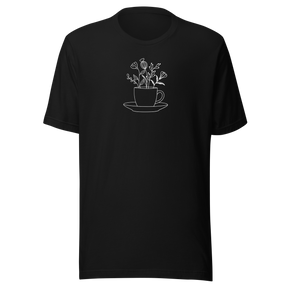 flowers-inside-a-teacup-floral-tee-food-t-shirt-floral-tee-teacup-t-shirt-garden-tee#color_black