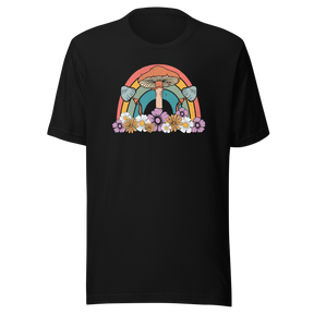 rainbow-with-flowers-and-mushrooms-rainbow-tee-life-t-shirt-rainbow-tee-flowers-t-shirt-mushrooms-tee#color_black