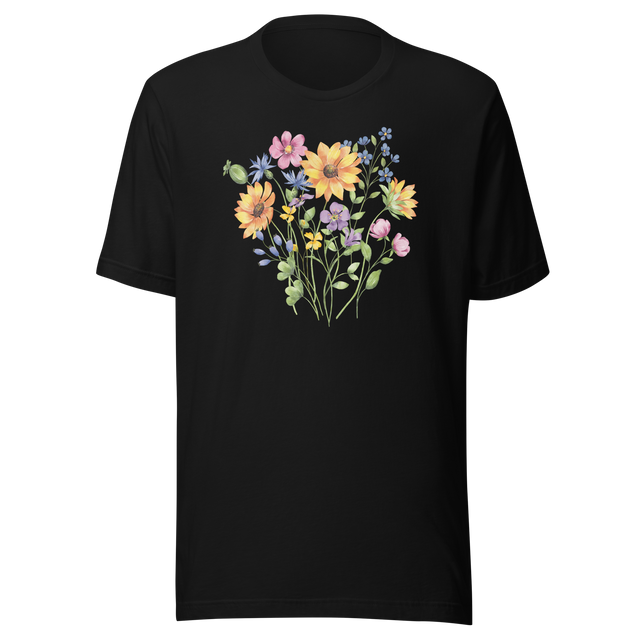 sunflowers-wildflowers-flowers-tee-sunflower-t-shirt-wildflower-tee-floral-t-shirt-bloom-tee#color_black