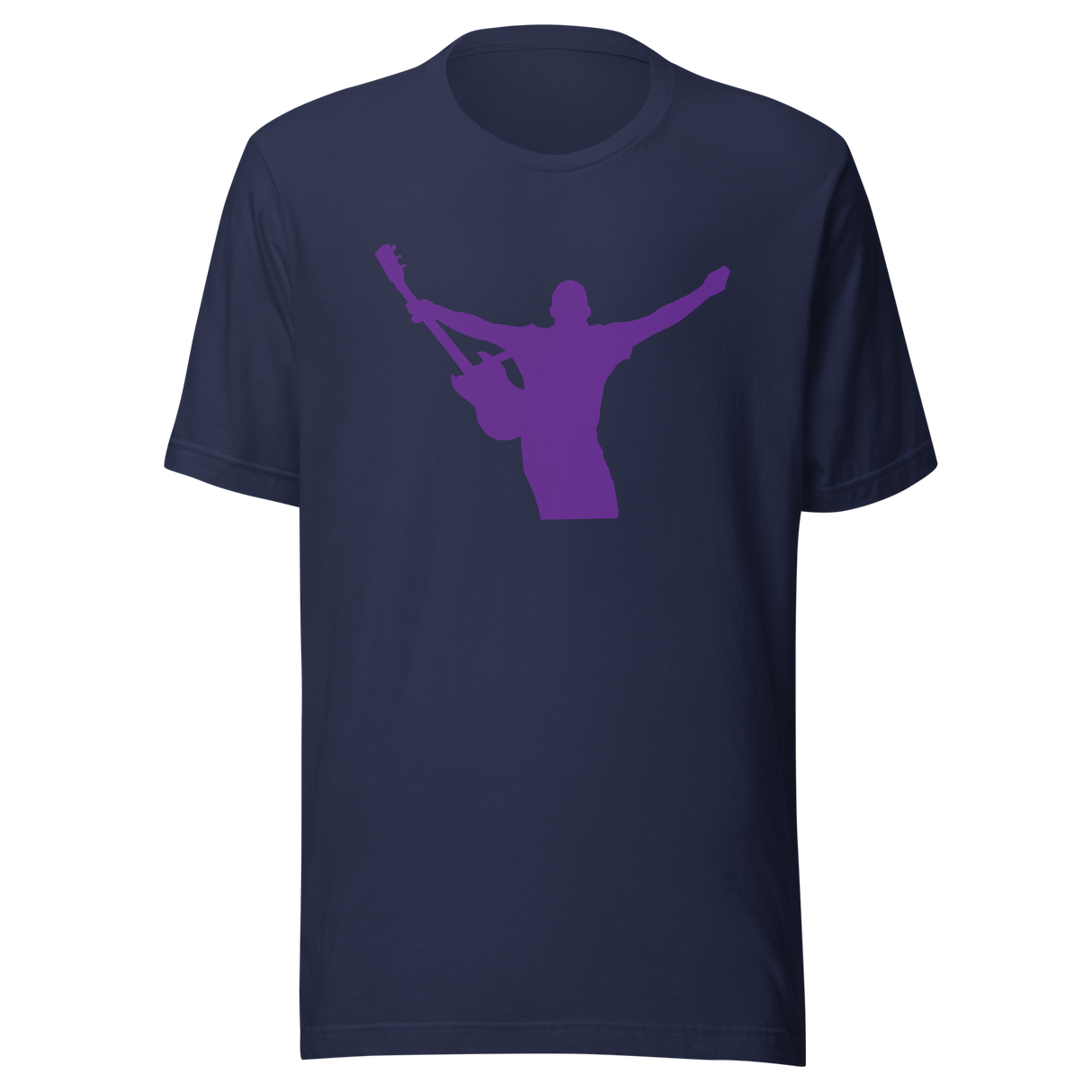 rockstar-with-one-arm-up-holding-a-guitar-music-tee-rockstar-t-shirt-guitar-tee-silhouette-t-shirt-purple-tee#color_navy
