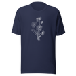 bouquet-of-sunflowers-black-and-white-outline-sunflower-tee-flower-t-shirt-yellow-tee-floral-t-shirt-ladies-tee#color_navy