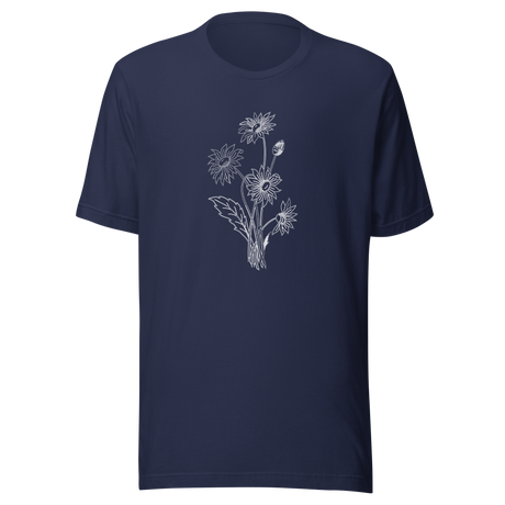 bouquet-of-sunflowers-black-and-white-outline-sunflower-tee-flower-t-shirt-yellow-tee-floral-t-shirt-ladies-tee#color_navy