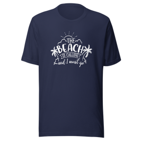 the-beach-is-calling-and-i-must-go-beach-tee-ocean-t-shirt-surfing-tee-outdoors-t-shirt-travel-tee#color_navy