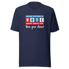 exercise-your-right-to-vote-voice-your-choice-vote-tee-exercise-t-shirt-gerrymandering-tee-voting-t-shirt-election-tee#color_navy