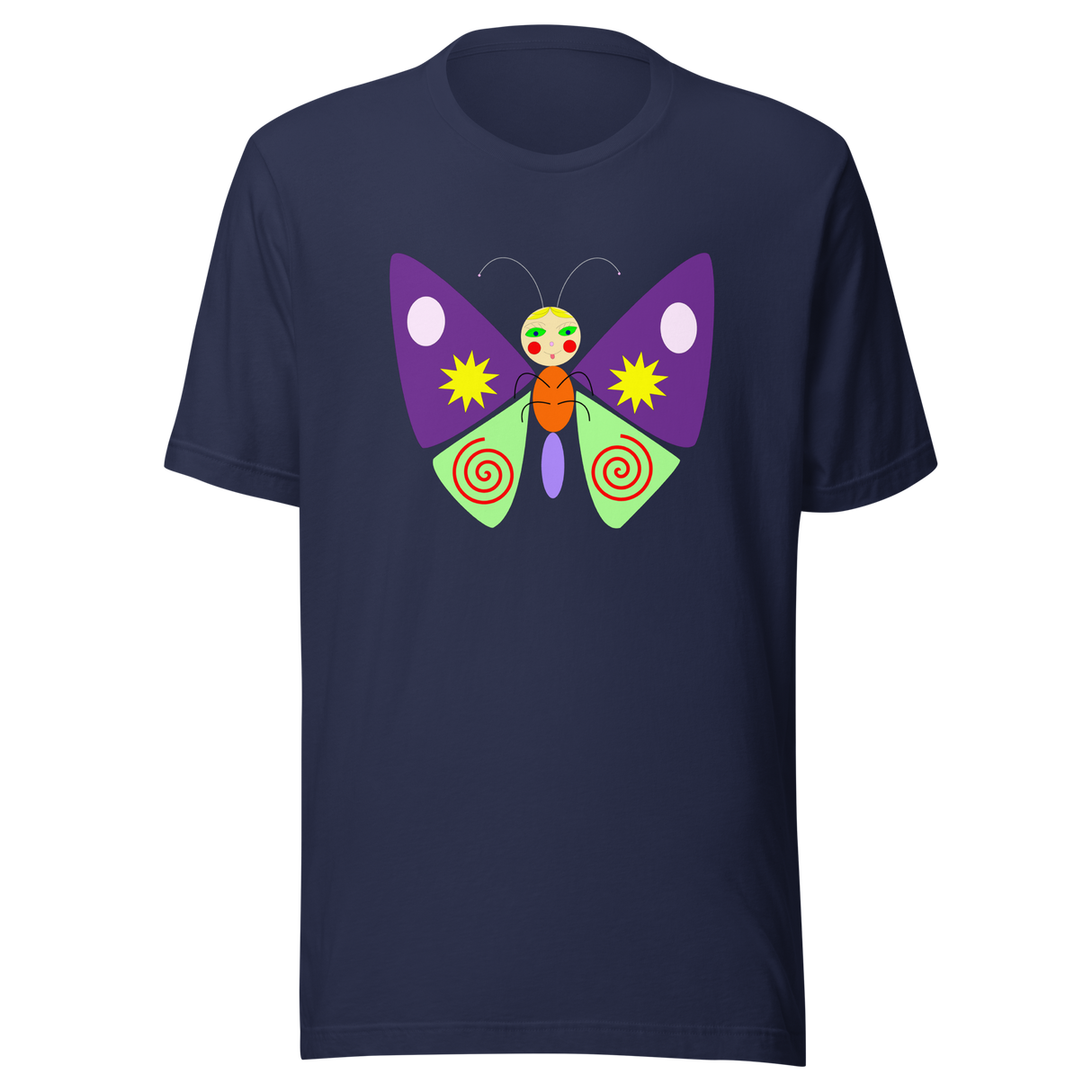 psychedelic-colorful-butterfly-butterfly-tee-nature-t-shirt-butterflies-tee-cool-t-shirt-outdoors-tee#color_navy