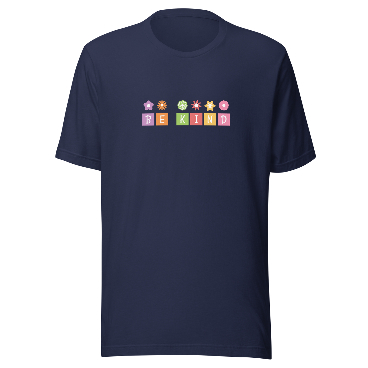 be-kind-with-multi-color-symbols-above-each-letter-be-kind-tee-happy-t-shirt-kindness-tee-gift-t-shirt-simple-tee#color_navy