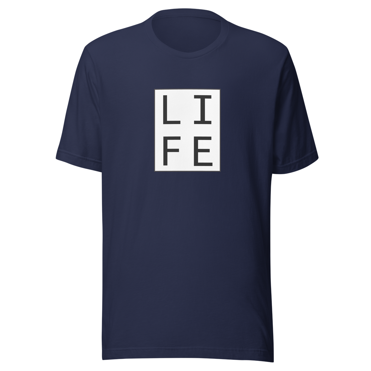 life-square-outline-life-tee-letters-t-shirt-blocks-tee-life-t-shirt-gift-tee#color_navy
