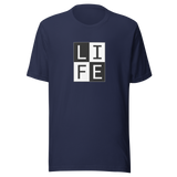 life-square-outline-white-on-black-life-tee-letters-t-shirt-blocks-tee-life-t-shirt-tee#color_navy