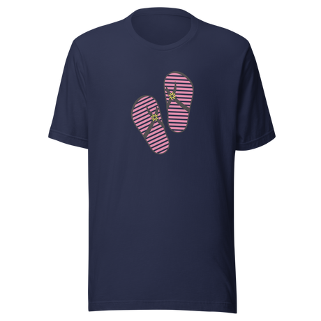red-and-white-striped-flip-flops-flip-flops-tee-retro-t-shirt-pink-tee-beach-t-shirt-cute-tee#color_navy