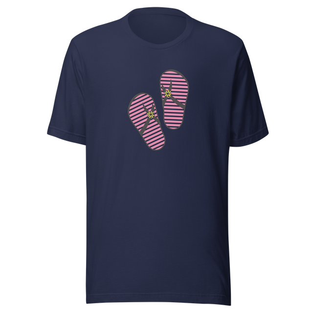 red-and-white-striped-flip-flops-flip-flops-tee-retro-t-shirt-pink-tee-beach-t-shirt-cute-tee#color_navy