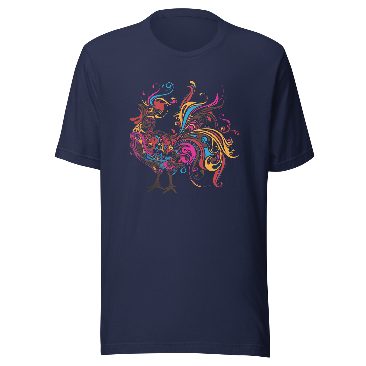 colorful-illustrated-rooster-colorful-tee-illustrated-t-shirt-rooster-tee-farm-t-shirt-animal-tee#color_navy
