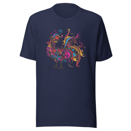 colorful-illustrated-rooster-colorful-tee-illustrated-t-shirt-rooster-tee-farm-t-shirt-animal-tee#color_navy