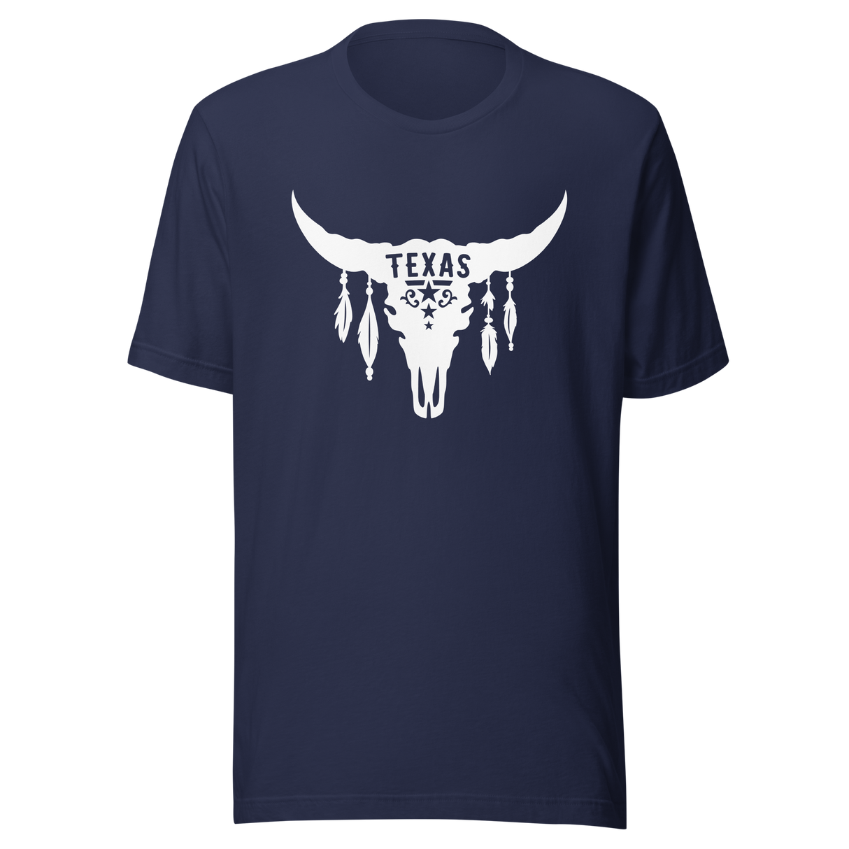 texas-with-skull-and-feathers-boho-tee-texas-t-shirt-skull-tee-t-shirt-tee#color_navy