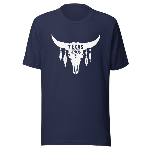 texas-with-skull-and-feathers-boho-tee-texas-t-shirt-skull-tee-t-shirt-tee#color_navy