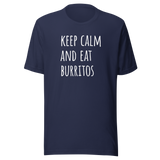keep-calm-and-eat-burritos-food-tee-burritos-t-shirt-calm-tee-foodie-t-shirt-delicious-tee#color_navy