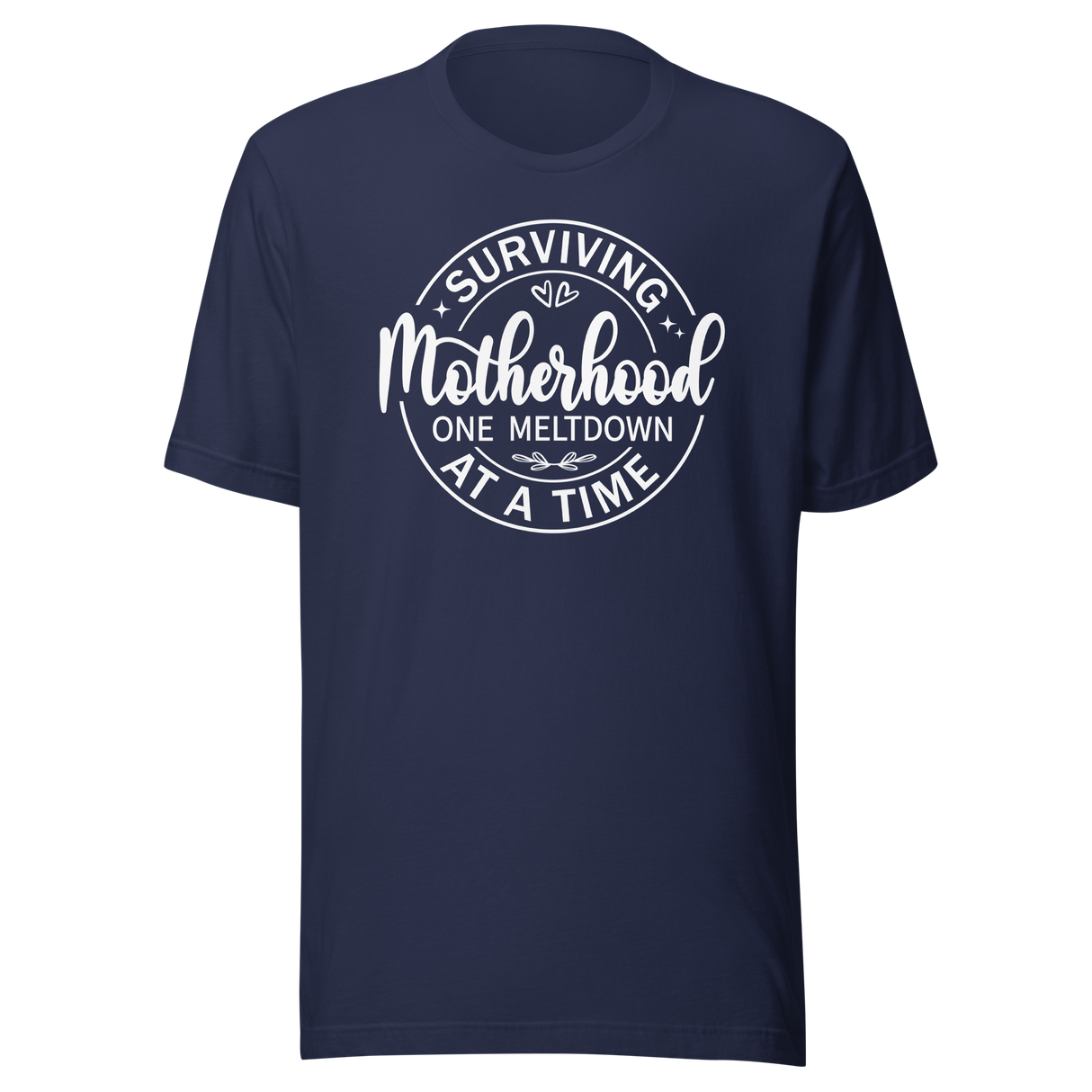 surviving-motherhood-one-meltdown-at-a-time-mom-tee-parents-t-shirt-mom-tee-motherhood-t-shirt-parenting-tee#color_navy