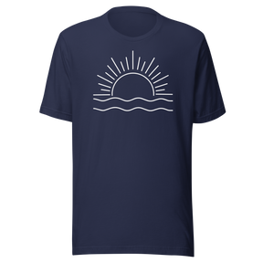 sunset-sunrise-with-ocean-ripples-travel-tee-life-t-shirt-travel-tee-sunset-t-shirt-sunrise-tee#color_navy