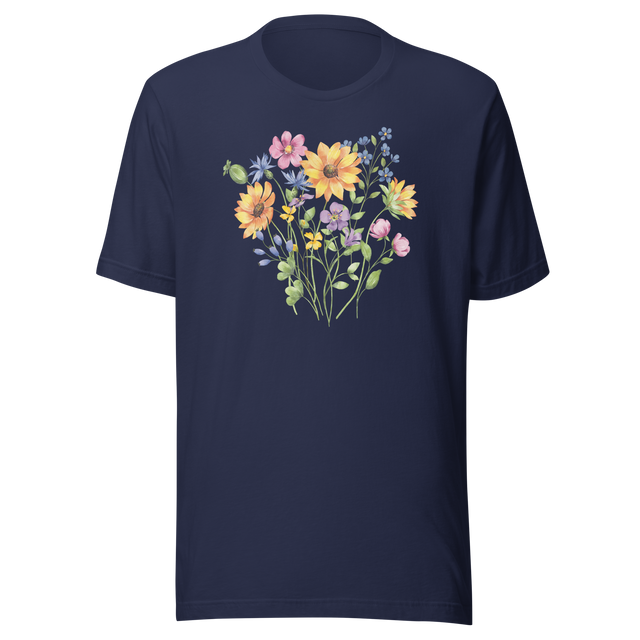 sunflowers-wildflowers-flowers-tee-sunflower-t-shirt-wildflower-tee-floral-t-shirt-bloom-tee#color_navy