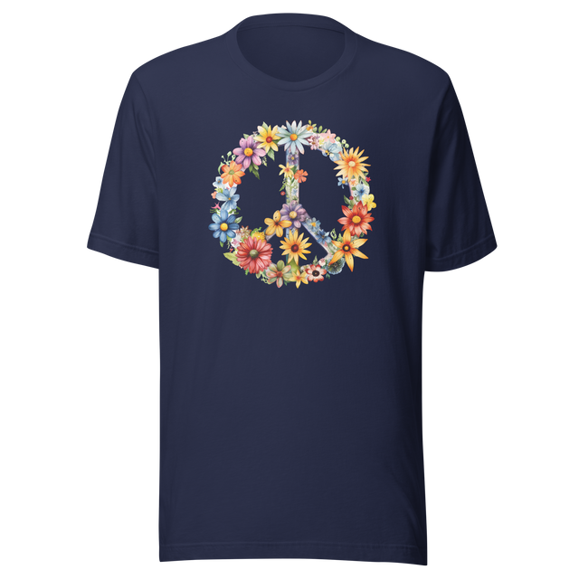 peace-sign-with-flowers-flowers-life-tee-floral-t-shirt-peace-tee-feminine-t-shirt-nature-tee-1#color_navy