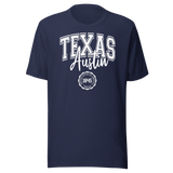 austin-texas-united-states-of-america-1845-states-tee-travel-t-shirt-austin-tee-texas-t-shirt-freedom-tee#color_navy