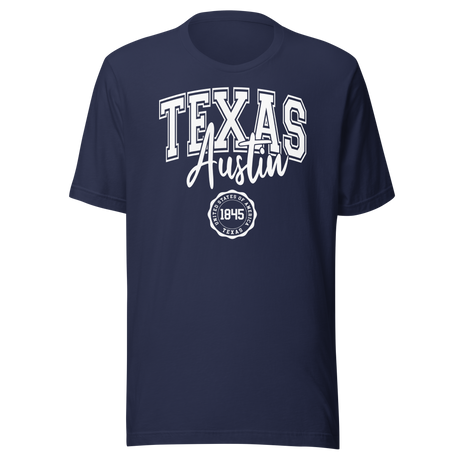 austin-texas-united-states-of-america-1845-states-tee-travel-t-shirt-austin-tee-texas-t-shirt-freedom-tee#color_navy