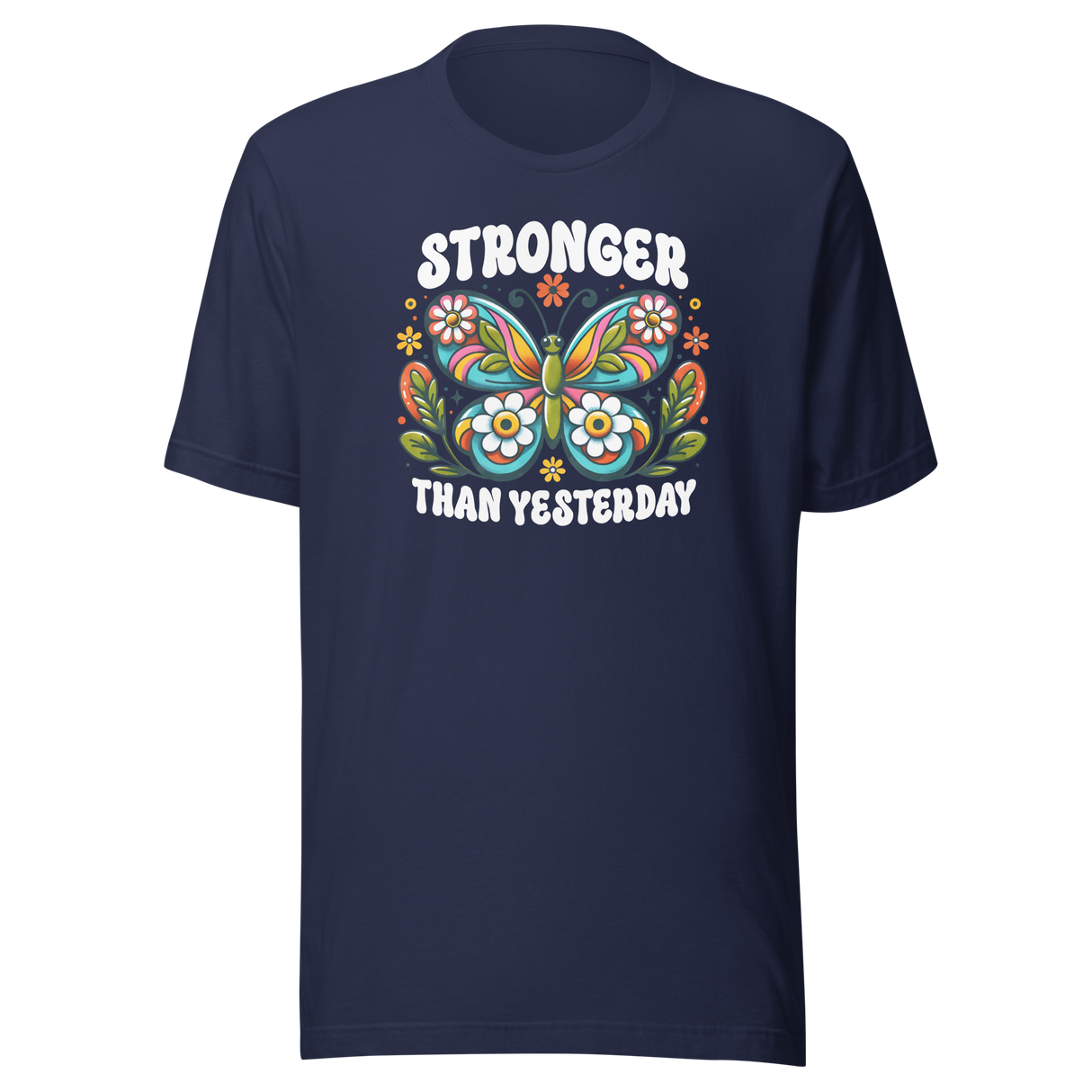 stronger-than-yesterday-bohemian-butterfly-boho-tee-inspirational-t-shirt-boho-tee-t-shirt-t-shirt-women-tee#color_navy
