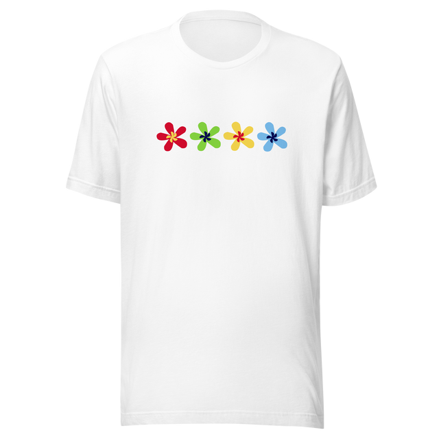 multi-color-flowers-4-in-a-row-flower-tee-summer-t-shirt-green-tee-floral-t-shirt-simple-tee#color_white