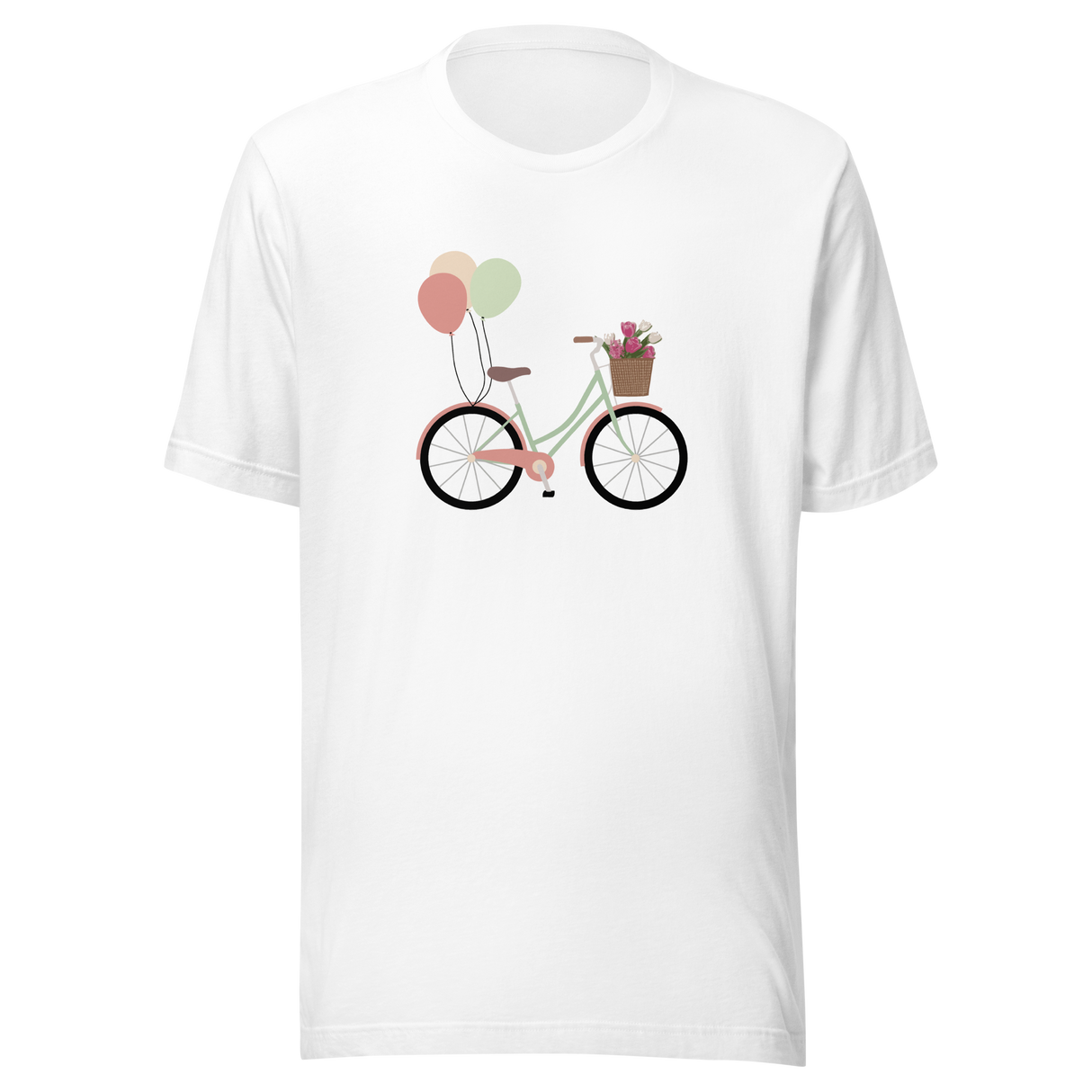bicycle-with-flowers-in-front-basket-and-balloons-tied-to-back-bicycle-tee-bike-t-shirt-balloons-tee-gift-t-shirt-mom-tee#color_white