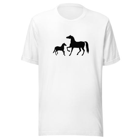 two-horses-horse-tee-silhouette-t-shirt-animal-tee-farm-t-shirt-equestrian-tee#color_white