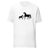 two-horses-horse-tee-silhouette-t-shirt-animal-tee-farm-t-shirt-equestrian-tee#color_white