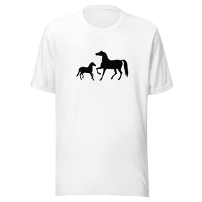 two-horses-horse-tee-silhouette-t-shirt-animal-tee-farm-t-shirt-equestrian-tee#color_white