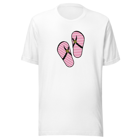 red-and-white-striped-flip-flops-flip-flops-tee-retro-t-shirt-pink-tee-beach-t-shirt-cute-tee#color_white