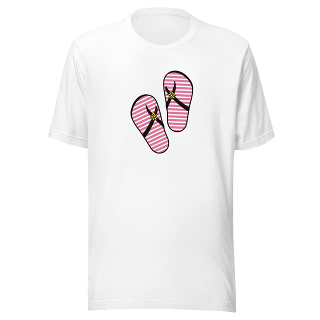 red-and-white-striped-flip-flops-flip-flops-tee-retro-t-shirt-pink-tee-beach-t-shirt-cute-tee#color_white