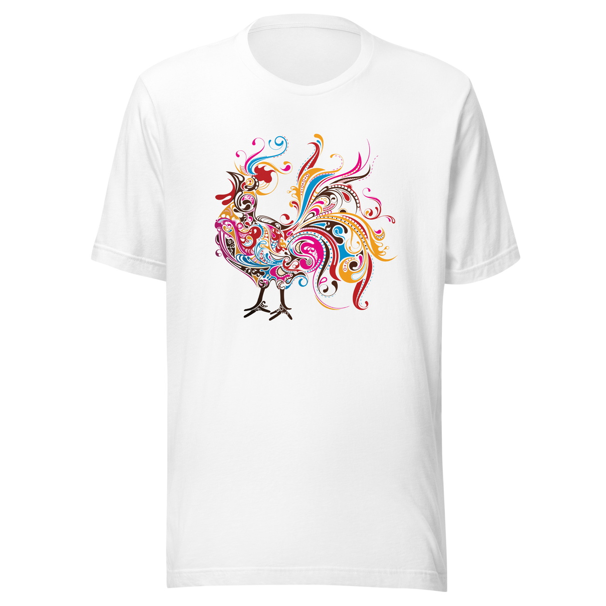 colorful-illustrated-rooster-colorful-tee-illustrated-t-shirt-rooster-tee-farm-t-shirt-animal-tee#color_white
