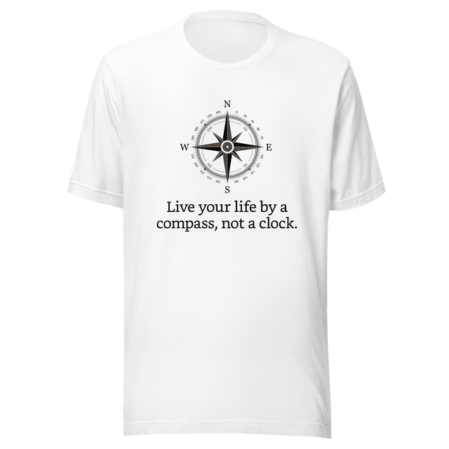 live-by-the-compass-not-by-the-clock-live-by-compass-tee-compass-t-shirt-explore-tee-t-shirt-tee#color_white