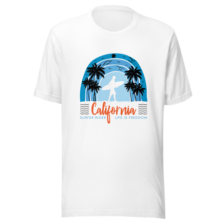 california-surfer-rider-life-is-freedom-california-tee-good-vibes-t-shirt-beach-tee-t-shirt-tee#color_white