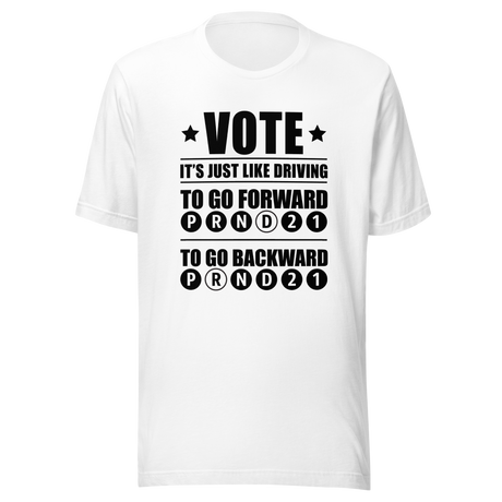 voting-is-just-like-driving-to-go-backward-choose-r-to-go-forward-choose-d-driving-tee-choose-t-shirt-democrat-tee-t-shirt-tee#color_white