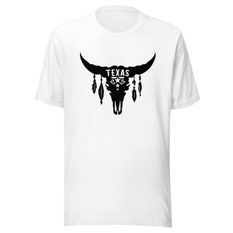 texas-with-skull-and-feathers-boho-tee-texas-t-shirt-skull-tee-t-shirt-tee#color_white