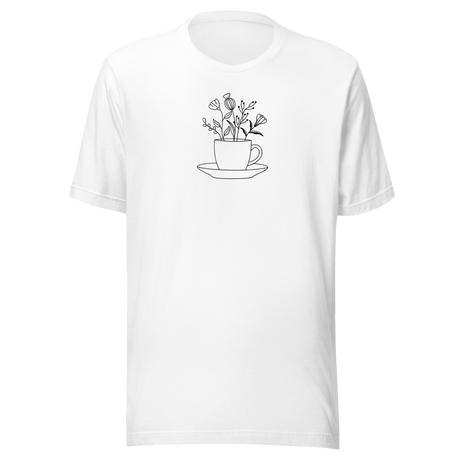 Flowers Inside A Teacup - Floral Tee - Food T-Shirt - Floral Tee - Teacup T-Shirt - Garden Tee