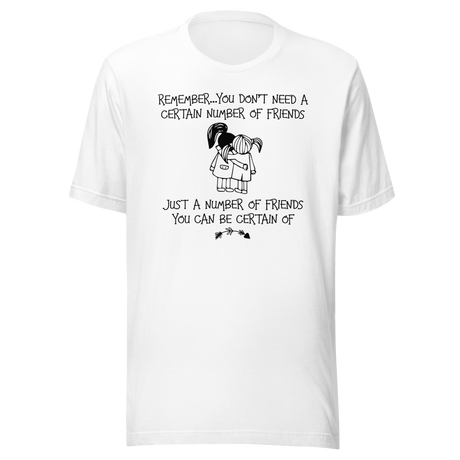 Remember You Don't Need A Certain Number Of Friends Just A Number Of Friends You Can Be Certain Of - Life Tee - Motivational T-Shirt - Life Tee - Friendship T-Shirt - Empowerment Tee