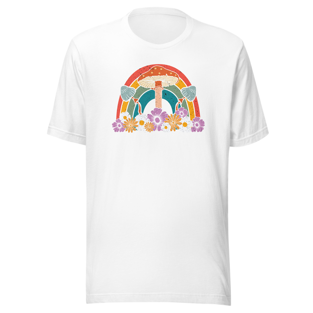 rainbow-with-flowers-and-mushrooms-rainbow-tee-life-t-shirt-rainbow-tee-flowers-t-shirt-mushrooms-tee#color_white