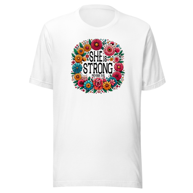 she-is-strong-proverbs-31-25-flowers-wreath-faith-tee-faith-t-shirt-strength-tee-women-t-shirt-proverbs-31-tee#color_white