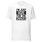 im-just-here-for-the-snacks-food-tee-life-t-shirt-foodie-tee-snacks-t-shirt-yummy-tee#color_white