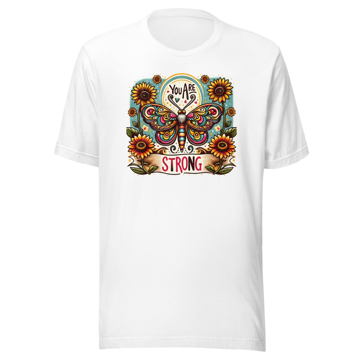you-are-strong-bohemian-hippie-style-with-butterfly-boho-tee-inspirational-t-shirt-bohemian-tee-hippie-t-shirt-style-tee#color_white